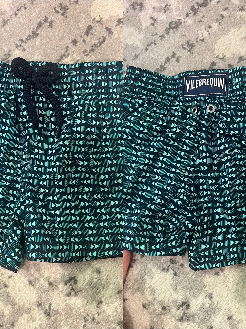 Vilebrequin boys green Black fish Swim Shorts trunks 2 year bathing suit
